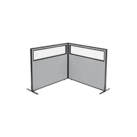 Interion    Freestanding 2-Panel Corner Room Divider W/Partial Window 48-1/4W X 42H Panels Gray